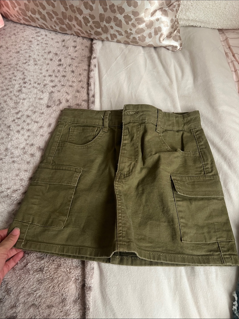 Olive Green Cargo Pocket KIDS Skirt - Unbranded